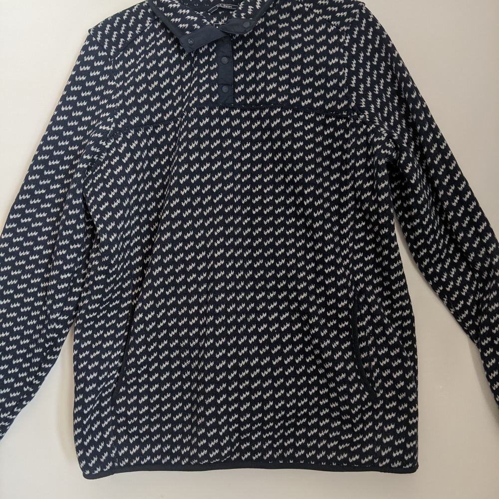 L.L. Bean Navy and White XL Tall Women Snap On Warm Sweater